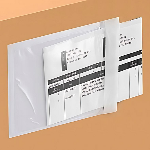 Shipping Box with an adhesive clear Envelope for shipping labels containing a packing slip or invoice