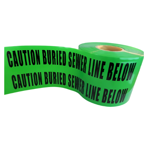 Caution Buried Sewer Line Below Barricade Tape - 1000 ft | BRC-BSLB (Made in USA)