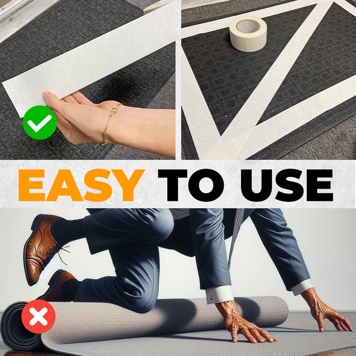 Double Sided Crepe Paper  Tape infographic detailing its ease of use