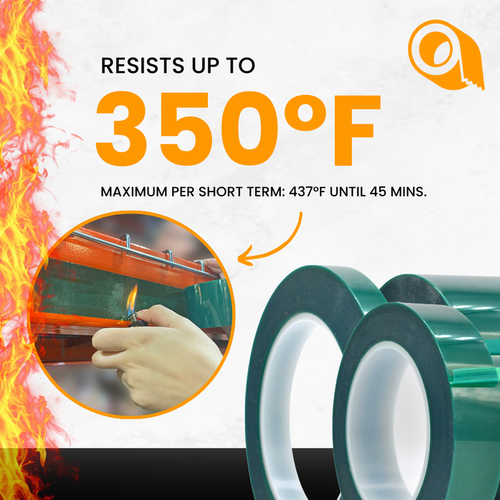 infographic about polyester tape mentioning it resists to high temperatures