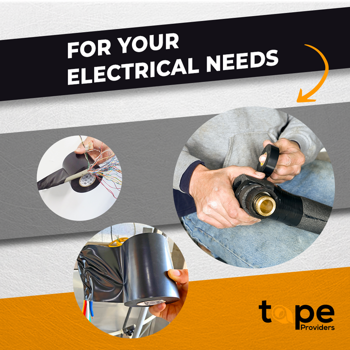 Infographic about Electrical Heat Tape detailing it is industrial grade PVC Vinyl, Flame retardant and cold resistant, approved for professional electricians