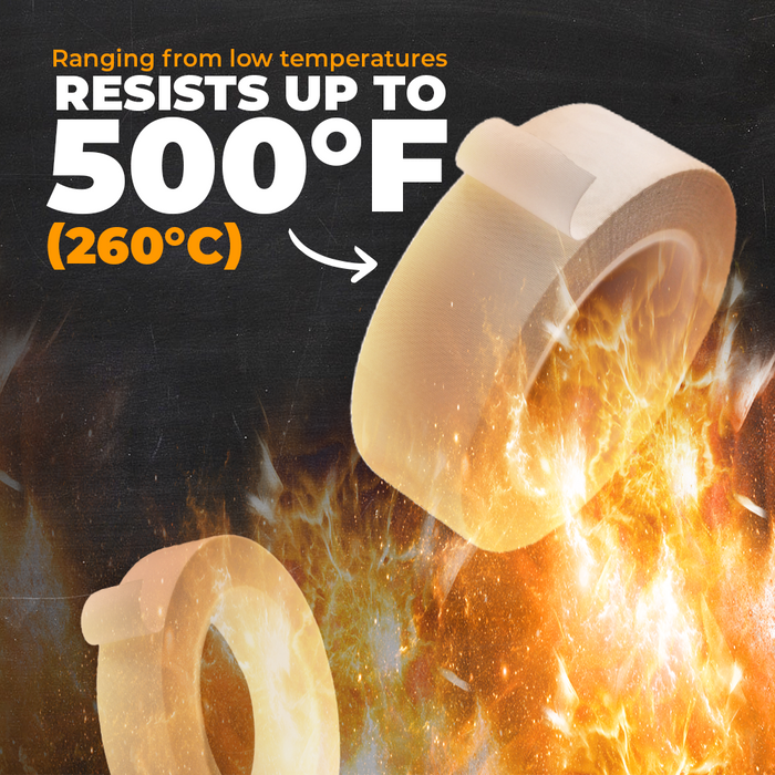 infographic about cloth electrical tape mentioning it resists temperatures of up to 500 degrees farenheit
