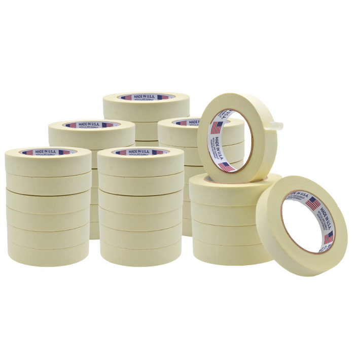 Infographic about masking tape showing it is multi-use, and says it is for painting projects identification or labeling, and industrial or commercial use