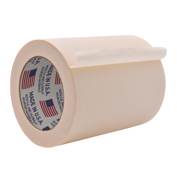 Infographic about masking tape showing paint application and mentions "it does't bleed at all!"