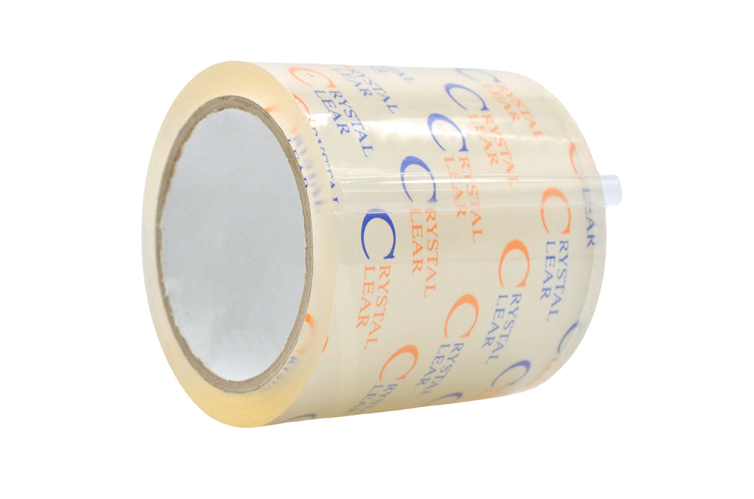 Close up of a roll of Crystal Clear Carton Sealing Tape 4 inch