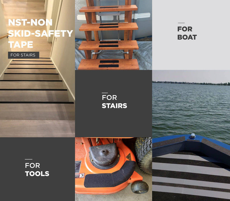 infographic about antislip grip tape mentioniing it is ideal for stairs boat and tools