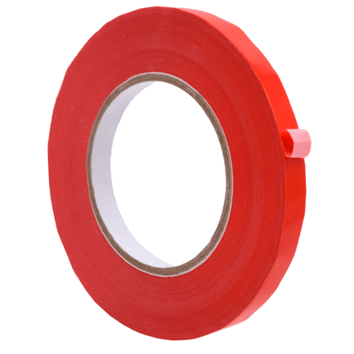 Close up of a roll of Poly Bag Tape UPVC - red
