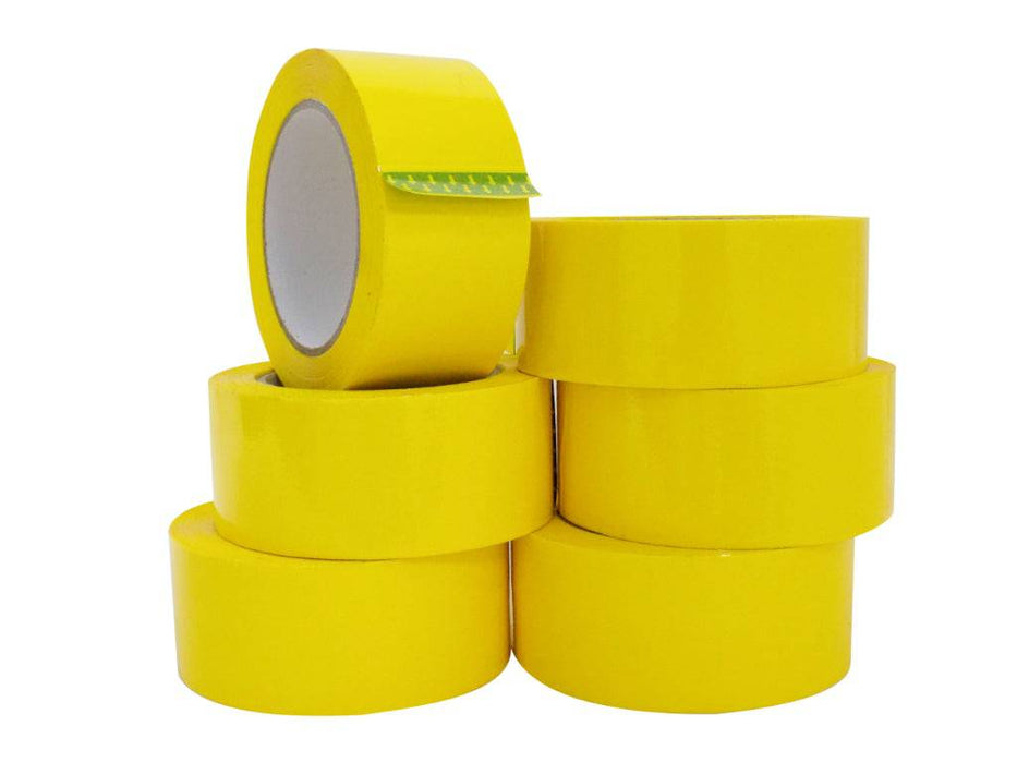 multiple stacked rolls of Carton Sealing Packaging Tape with Acrylic Adhesive - Yellow