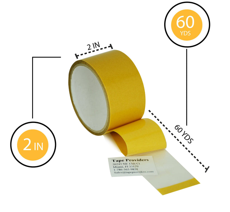 WOD Double Sided Polypropylene Tape 3.8 Mil Clear, Synthetic Rubber Adhesive - 60 yards, for Precision Die-Cutting Applications, DCPP38R