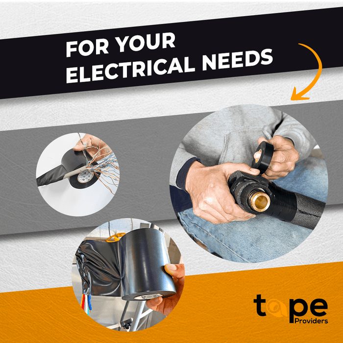 Infographic about Wide Electrical Tape demonstrating application on electrical wire insulation