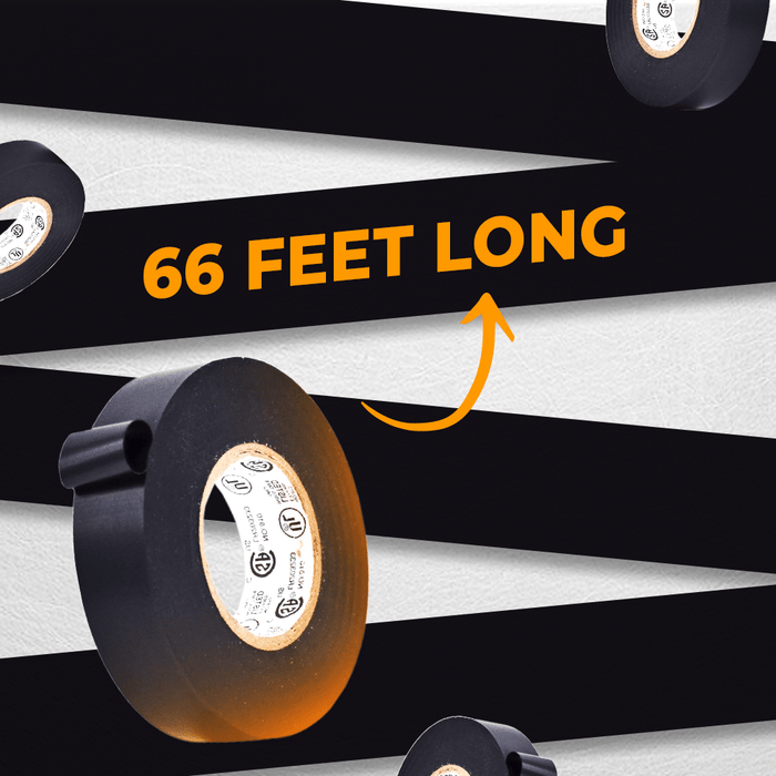 Infographic about Wide Electrical Tape 66 feet long