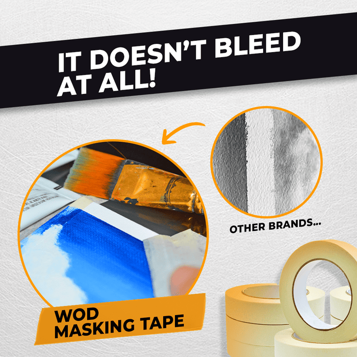 Infographic about masking tape showing it is great for kids crafts, paint projects, color coding and labeling