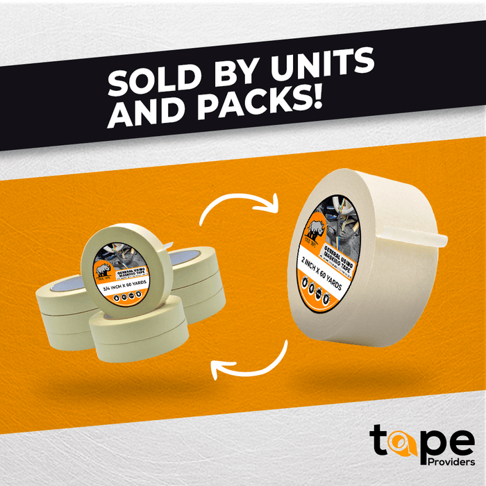 Infographic about masking tape detailing its properties like adhesion and strength