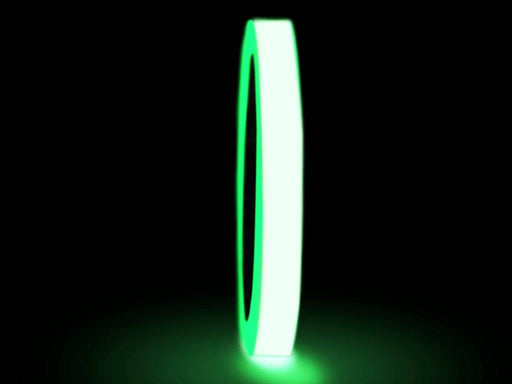 Close up of glow in the dark tape roll glowing