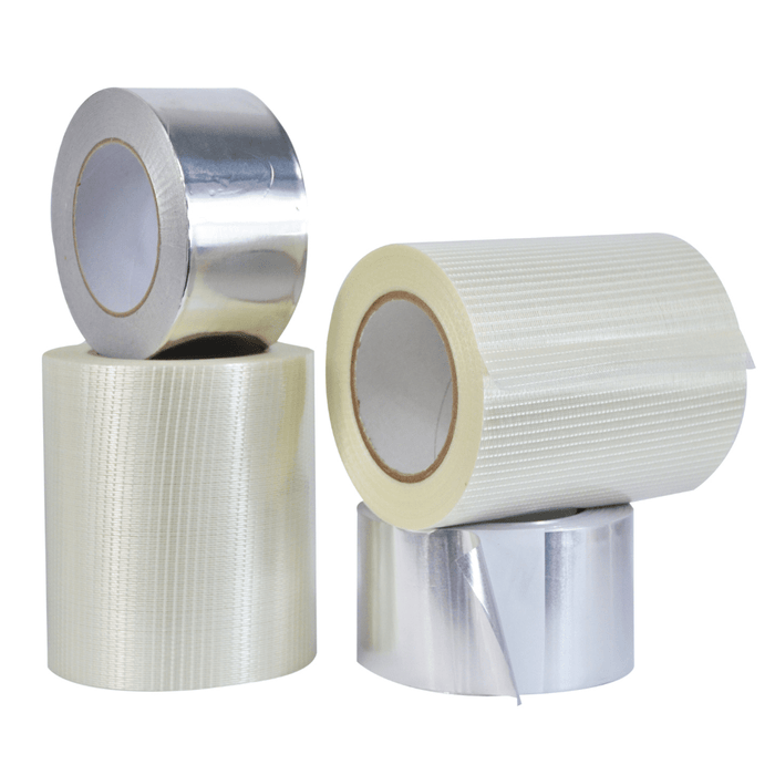 2 Rolls of Bi-Directional Filament Strapping Tape x 60 yd. (Each) and 2 Rolls of WOD Aluminum Foil Tape x 50 yd. (Each)