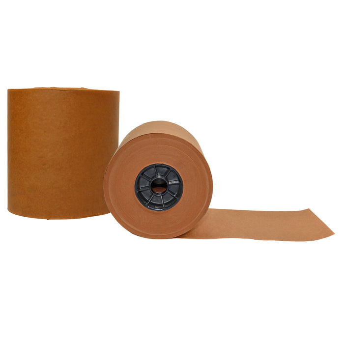 two rolls of brown 100% Virgin Natural Kraft Paper, professional white background