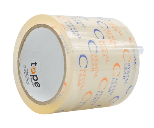 Close up of a roll of Crystal Clear Carton Sealing Tape 2 inch