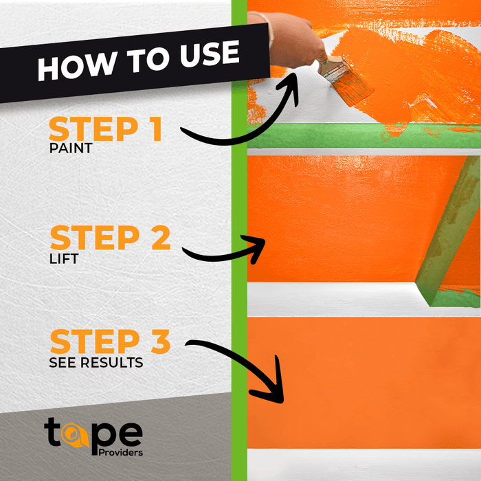 infographic of green painters tape showing how to apply and use it