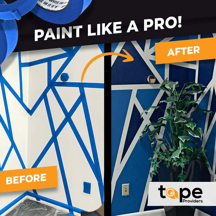 infographic of blue painters tape highlighting it can be used on hardwood rugs walls and more