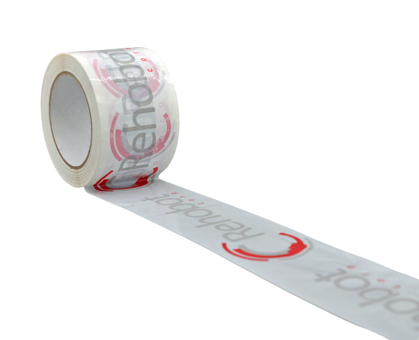 custom tape packaging with a company logo on it