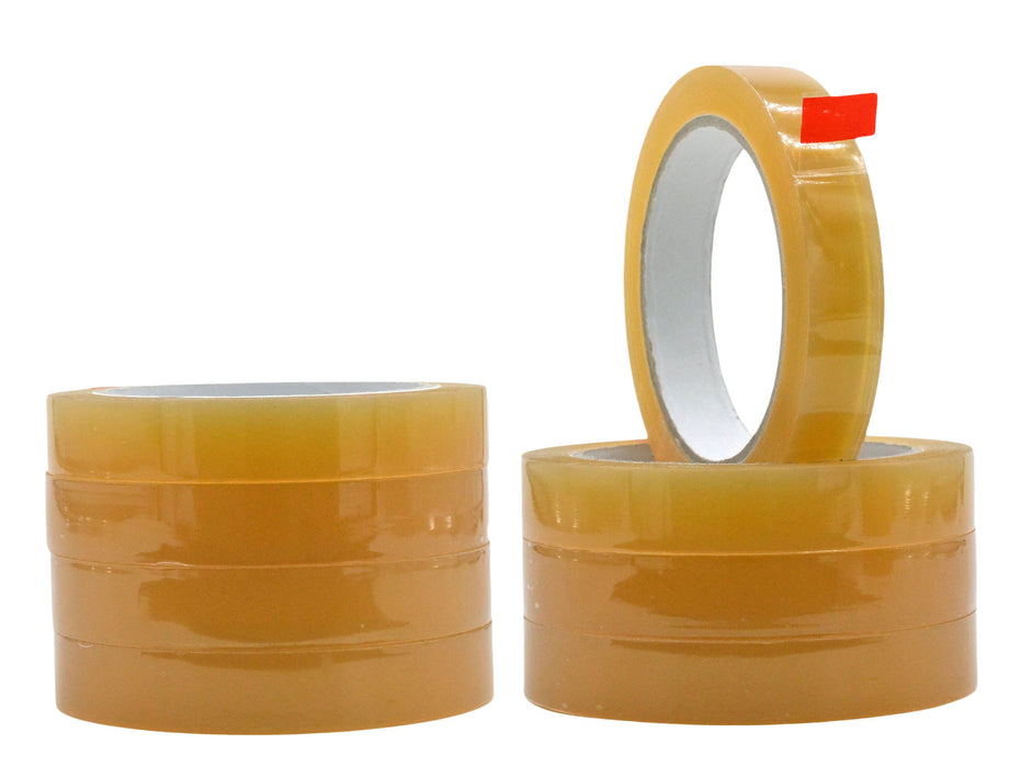 close up of multiple stacked rolls of Cellophane Biodegradable Packaging Tape