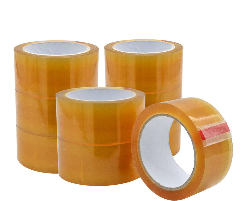 close up of multiple stacked rolls of Cellophane Biodegradable Packaging Tape - 3 inch wide