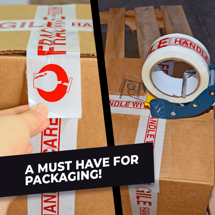 Fragile Handle with Care Carton Sealing Tape applied to shipping box