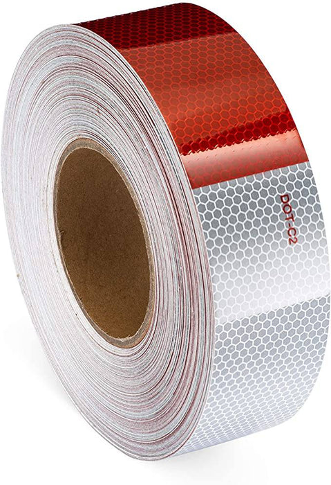 Retroreflective Tape with Red & White High Reflectivity Cut Stripes - 5 year Warranty - RT5DOT-K