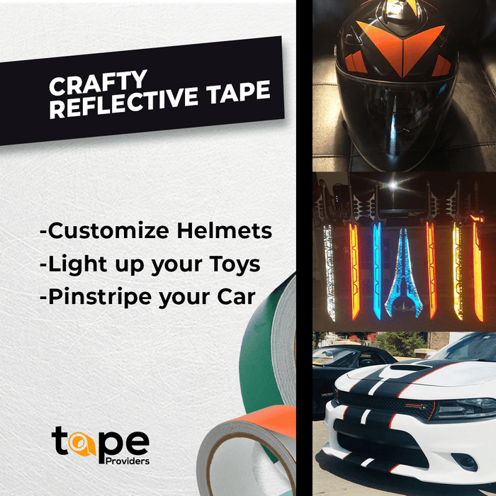 infographic about Reflective Tape mentioning it is weather and UV resistant