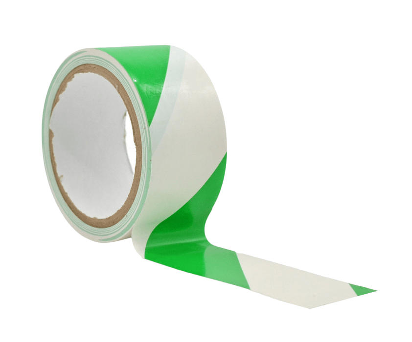 3 inch roll of white and green striped safety tape