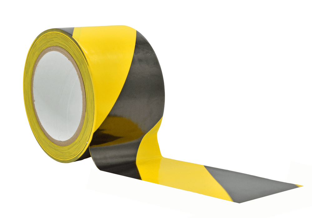 4 inch roll of black and yellow hazard floor tape