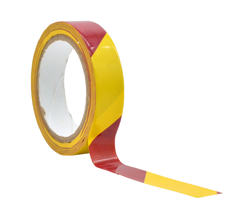 1 inch roll of red and yellow striped safety floor tape