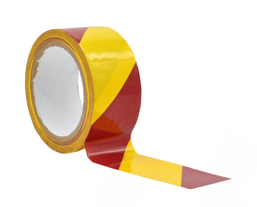 4 inch roll of Red and Yellow safety hazard floor tape