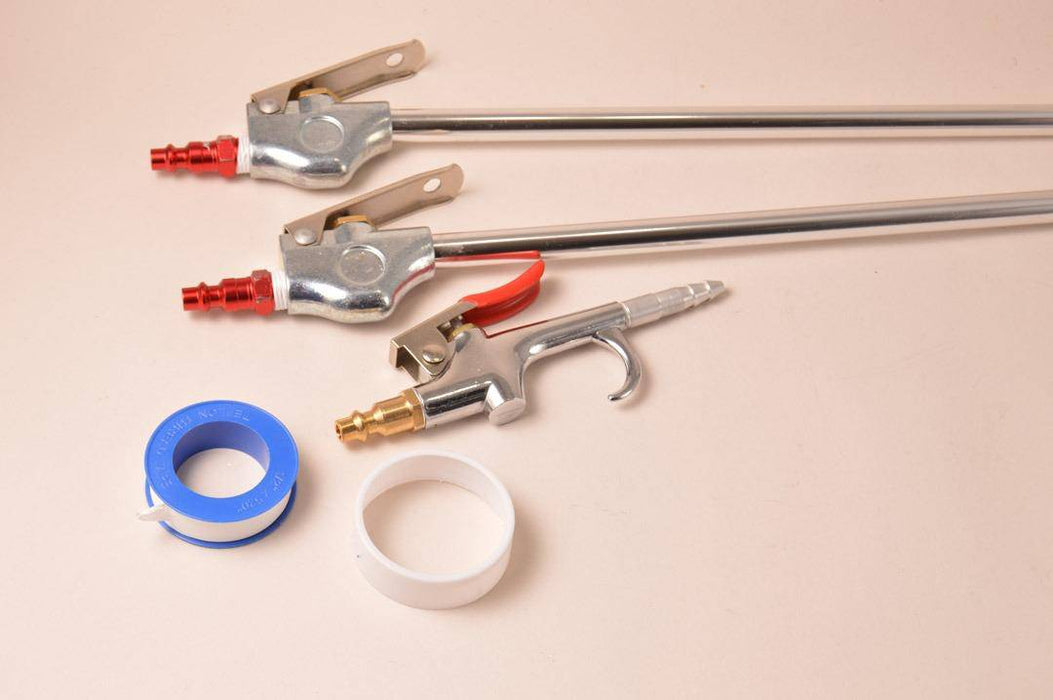 Roll of pipe thread sealant tape alongside a threaded tool with PTFE on threads