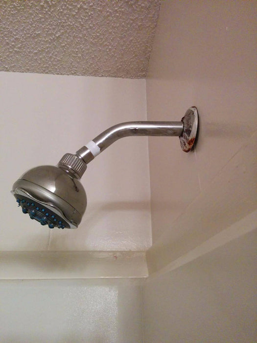 Showerhead connector fauced with PTFE on threads to avoid shower leakage