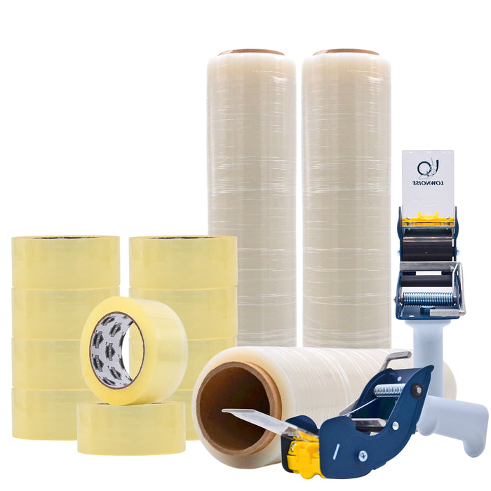 Wholesale Packaging Supply Set: Carton Sealing Tape, Dispensers & Stretch Film