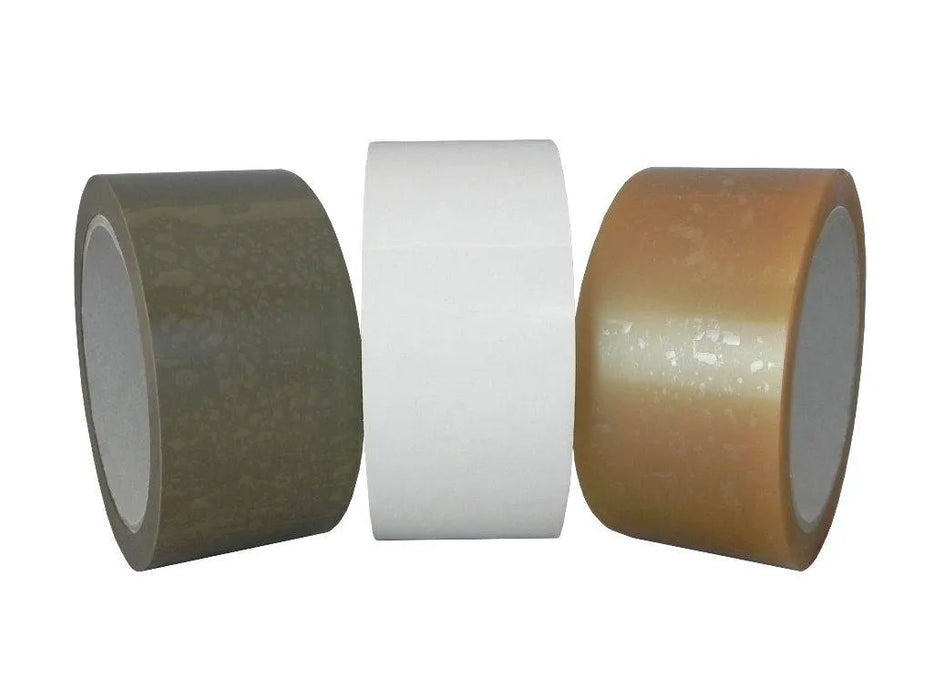 Close up of multiple different colored rolls Poly Bag Tape UPVC