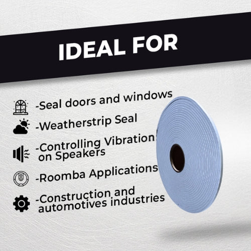 Gray PVC Foam Weather Stripping Tape | SSLDFT (Made in USA)