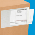 Shipping Box with an adhesive clear Envelope to put shipping labels inside containing a packing slip or invoice