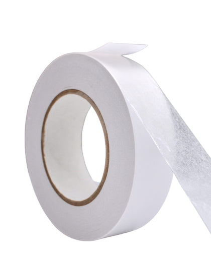 Double Sided Tissue Tape infographic mentioningit is solvent based acrylic adhesive, with a release liner for ease of use