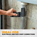infographic about PVC pipe leak repair says ideal for electrical and pipe joint connections