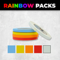 Flatback Tape infographic mentioning it is available in a rainbow pack