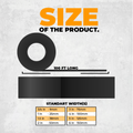 PVC wrapping tape specs infographic saying it is 100ft long, and lots of widths available