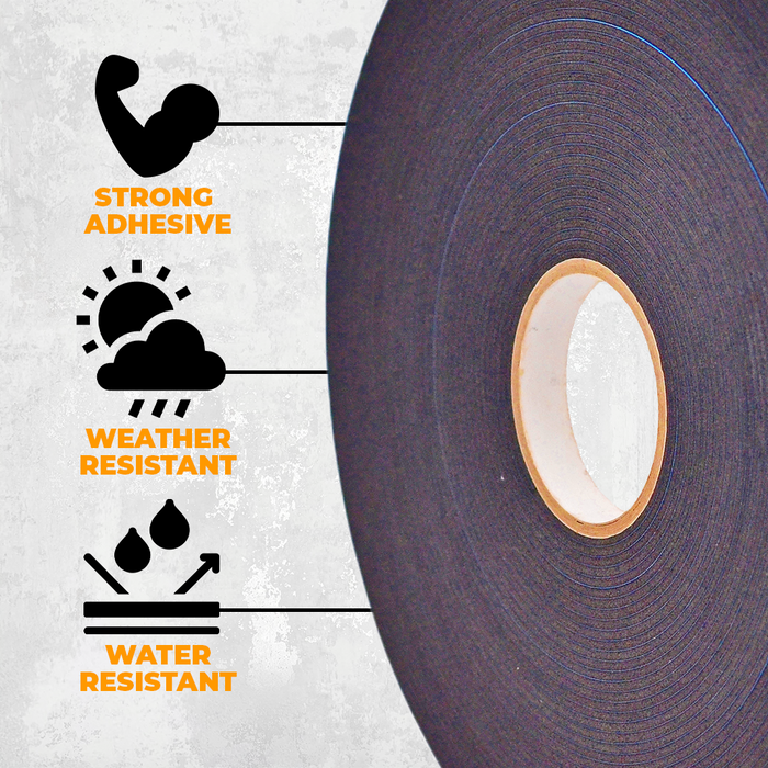 Window Glazing Tape infographic detailing strength, moisture and UV protection, airtight sealing and easy to apply