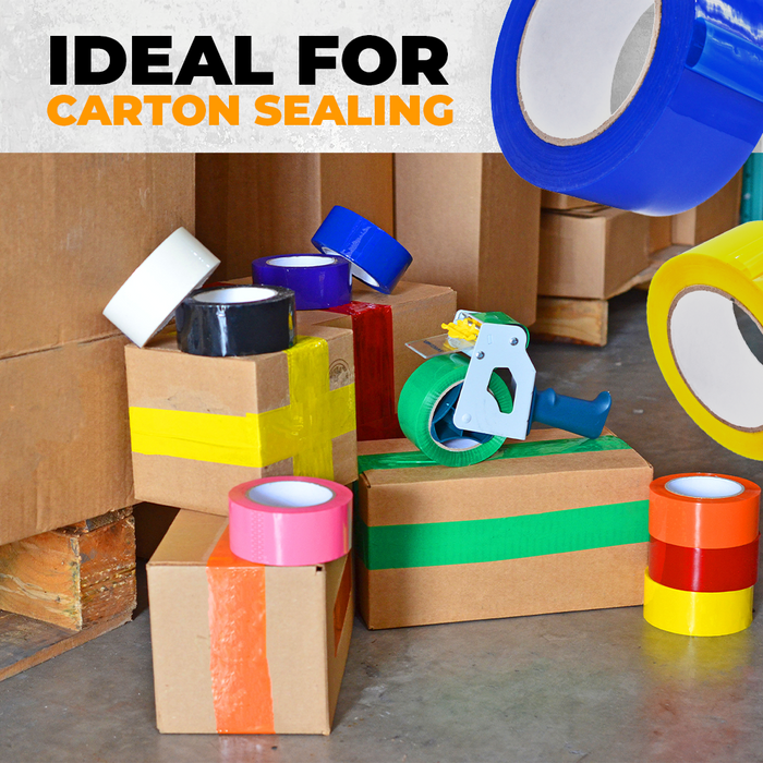 Colored Carton Sealing Packaging Tape - 110 Yards, 2 Mil - Water-Based Acrylic Adhesive | CSTC20WBA