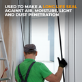 Window Glazing Tape infographic demonstrating it is used to make a lifelong seal against air, moisture and dust penetration