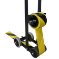 Lane Marking Floor Tape Dispenser Hand-held tool on a white background, yellow and black color safety hazard warning tape