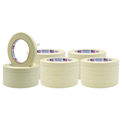 Infographic about masking tape showing it is easy to tear by hand with the company "tape providers" logo