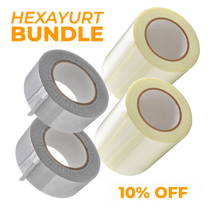 Hexayurt Tape Kit for Burning Man 2025 (2x Bi-Filament Tape + 2x Foil Tape)