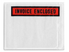 Picture of a white invoice bag with "invoice Enclosed" printed on it in large black and red lettering on it Pressure Sensitive Self Adhesive for Invoice 